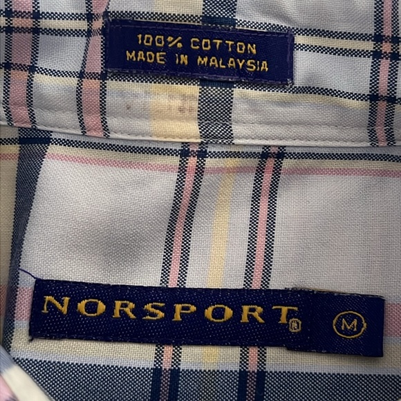 Norsport Brand 100% Cotton Long Sleeves Plaid Design Men’s Dress Shirt Medium - Picture 9 of 13